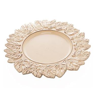 Imagem de SOUSPLAT PATINADO DE PLÁSTICO GARDEN LEAF BEGE 35cm