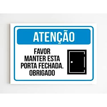 Imagem de Placa aviso favor manter a porta fechada mdf 20x29 A4