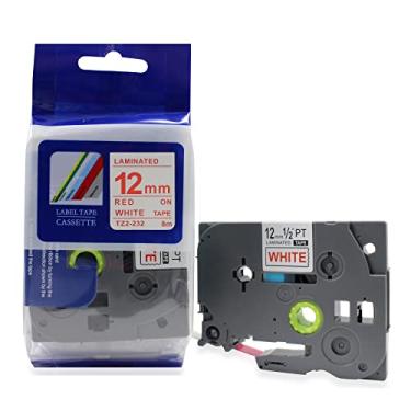 Imagem de Fita Refil Compatível TZ-232 Tze-232 Vermelho sobre branco 12mm para Rotulador Brother PT-H105 PT-H110 PT-D200 PT-D210 PT-D400 PT-D410 PT-D600 PT-D610BT PT-P300BT P-Touch Cube