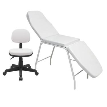 Imagem de Maca 3 Posições + Cadeira Mocho Para Massagem Depilação Estética Sobra