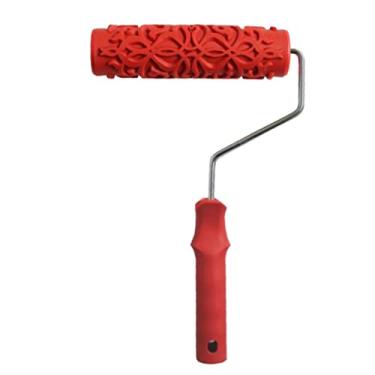 Imagem de 17,78 cm em relevo estampa de textura floral pintura manga rolo pincel decoração de teto ferramentas DIY vermelho - #3, conforme descrito