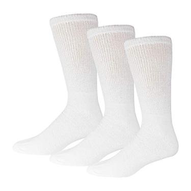 Imagem de 6 pares de meias de algodão para diabéticos e neuropatia não vinculante, Branco - 3 par...