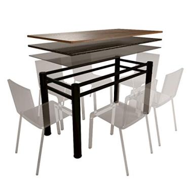 Imagem de Base Para Mesa De Vidro Jantar 6 Lugares Preta Retangular