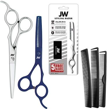 Imagem de JW Professional Shears & Thinner Combo Razor Edge CRX Series - Tesouras de corte de cabelo e barbeiro / Tesouras de aço inoxidável japonês