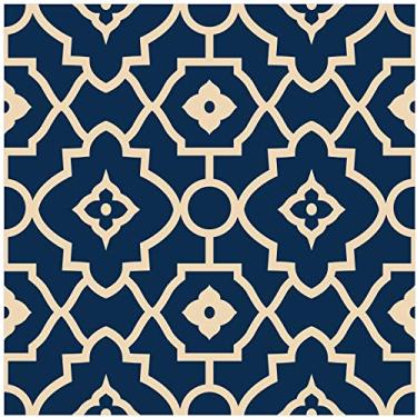 Imagem de HaokHome Papel de parede geométrico moderno de descascar e colar azul marinho/cáqui removível para decoração de banheiro de sala de estar 45 cm x 300 cm