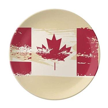 Imagem de Bandeja de sabor canadense e placa de folha de bordo decorativa de porcelana salver talheres, prato de jantar