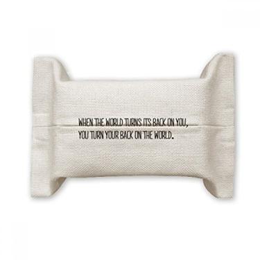 Imagem de Bolsa de linho de algodão com suporte de capa de papel para lenços faciais Turn Your Back to The World
