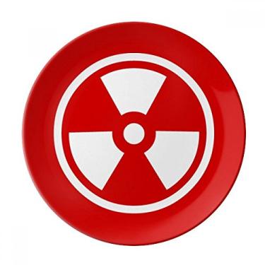 Imagem de Placa de Aviso Quadrada Vermelha com Radiação de Ionização Prato Decorativo de Porcelana Salver Prato de Jantar