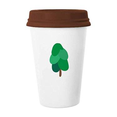 Imagem de Caneca de café gradiente com desenho de árvore verde e copo de cerâmica