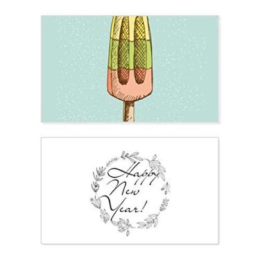 Imagem de Picolés vermelho amarelo verde sorvete ano novo festival cartão felicitações Bless mensagem presente