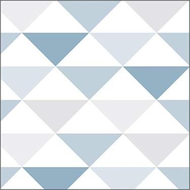 Imagem de Papel De Parede Infantil Brincar 3601 Vinílico Triangulo Azul Cinza