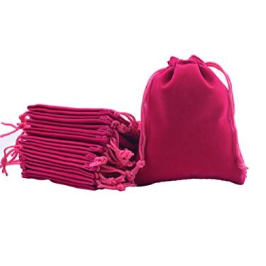 Imagem de Sansam vários tamanhos e cores de sacos de presente de veludo com cordões, bolsas de joias para lembranças de casamento, sacos de doces, lembrancinhas de festa, rosa, 4.8x6.0''