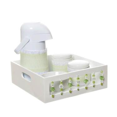 Imagem de Kit Higiene Com Porcelanas E Capa Pedra Verde Quarto Bebê Menino - Pot