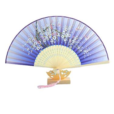 Imagem de XIALON 1 peça ventilador dobrável de 21 cm estilo chinês estilo antigo borla feminina verão portátil dobrável