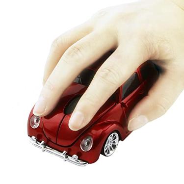 Imagem de Rato sem fio de 2,4 GHz legal 3D carro esportivo em forma de mouse óptico ergonômico sem fio com receptor usb para computador portátil computador notebook 1600 dpi vermelho