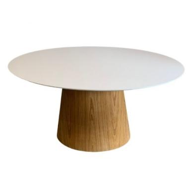 Imagem de Mesa de Jantar Cone Oval 198x122cm Tampo Base Madeira Branco