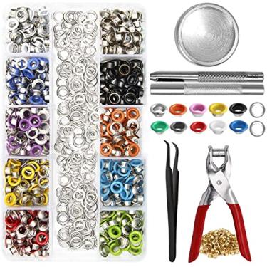 Imagem de Kit Alicate Aplicador De Ilhós 500 Ilhós Coloridos Com Vazador Manual