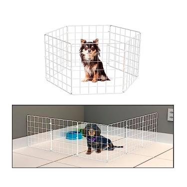Imagem de Cercadinho Pet Dobravel Móvel Articulado Cachorro Pequeno Porte Gato 6 Telas 30cm Branco