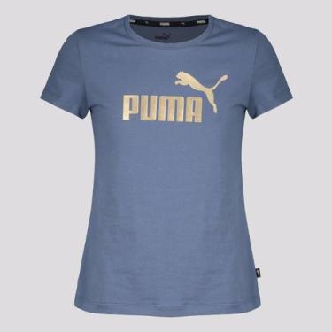 Imagem de Camiseta Puma Ess+ Logo Juvenil Feminina Azul