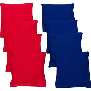 Imagem de Conjunto de sacos de feijão Cornhole de 10 cm (conjunto com 8) – da Simply Sports (vermelho, azul)