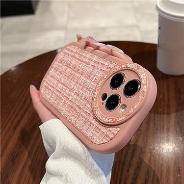 Imagem de Capa de telefone de tecido peludo de pelúcia para iPhone 14 11 12 13 Pro Max XR XS Max Plus Estética Lattice Soft Cover, T2, para iphone 11