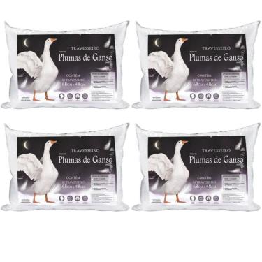 Imagem de Travesseiro Pluma De Ganso Extra Macio Premium 4 Pçs Barato