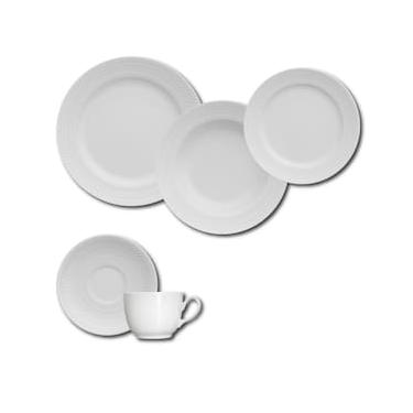 Imagem de Aparelho de Jantar, Chá e Sobremesa 30 Peças Germer Chevron em Porcelana - Branco