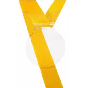 Imagem de Kit 75 Medalhas Redondas 5cm Acrílico 2mm Fita Amarela