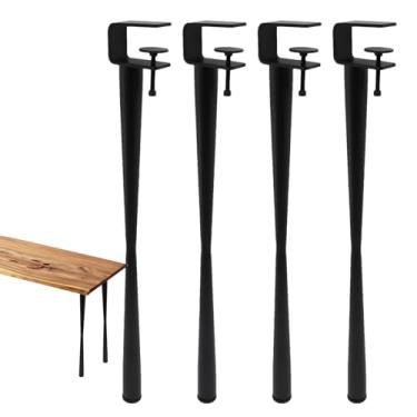 Imagem de Pernas de mesa de metal ajustáveis ​​ - Nenhum design perfurante para proteger a área de trabalho - Braçadeira de design sem perfuração em pernas de mesa de jantar em forma de F de fácil ajuste Tosier