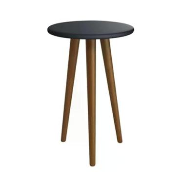 Imagem de Mesa de Canto Theo Grafite Fosco com Pés Amadeirado - Reller Móveis