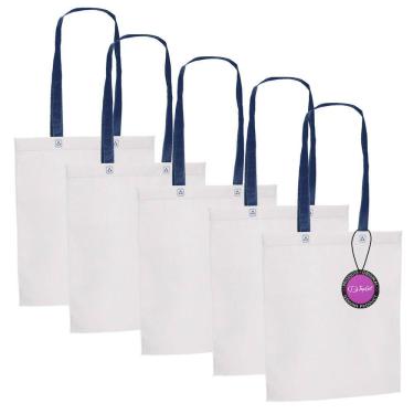Imagem de Kit 5x Sacola Ecobag em TNT Premium 33x39cm Termo Selado Sisco TopGet