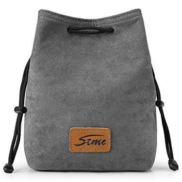 Imagem de S-ZONE bolsa macia para câmera DSLR inserção bolsa de mão cordão lente capa compatível com Canon Nikon Sony, Cinza, Large