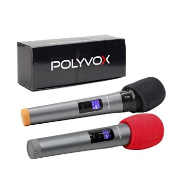 Imagem de Par de Microfones sem fio Polyvox Preto UHF Com Receptor Professional
