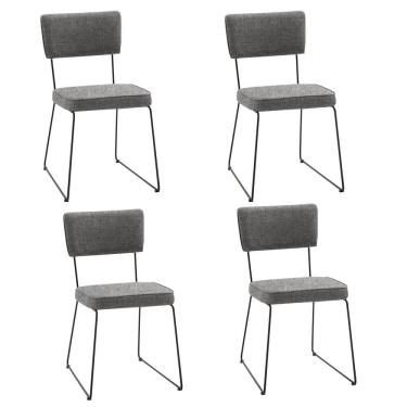Imagem de Kit Quatro Cadeiras Roma Daf Mobiliário Cinza/Preto