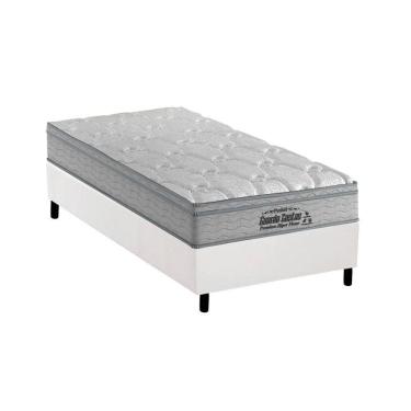 Imagem de  Cama Box Solteiro: Colchão Espuma Probel D40 Guarda Costas Premium Hiper Firme + Base CRC Courano White(88x188)