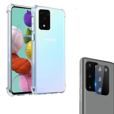 Imagem de Capa Capinha Anti Impacto Silicone Compatível Samsung Galaxy S20 Ultra + Película Câmera 3d