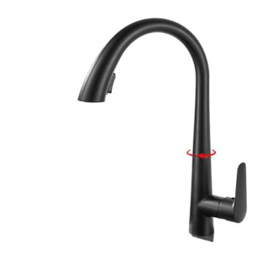 Imagem de Arma cinza pull-out torneira da cozinha de água quente e fria lavatório torneira da pia giratória retrátil preto e branco 60cm puxar, preto
