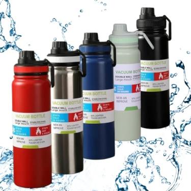 Imagem de Garrafa de Água Térmica Squeeze Inox Esportiva Academia caminhada Camping 1L Isolada a Vácuo Aço Inox 1000ml (Preta)