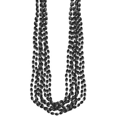 Imagem de Colares de contas metálicas pretas - 76 cm (pacote com 8) - Acessório de festa deslumbrante, perfeito para celebrações e eventos à fantasia