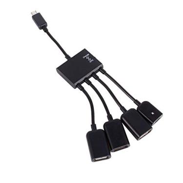 Imagem de Cabo Adaptador de Hub Micro USB OTG de 4 Portas, Conecte Teclado, Mouse, Leitor de Cartão, Carregue Simultaneamente, Portátil, Prático para Tablet, Smartphone