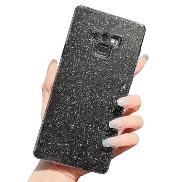 Imagem de MINSCOSE Capa compatível com Samsung Galaxy Note 9, linda capa brilhante com glitter fino à prova de choque TPU brilhante para mulheres e meninas para Galaxy Note 9 6,4 POLEGADAS-preta