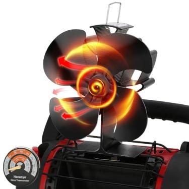 Imagem de Hanaoyo Ventilador de fogão a lenha compatível com aquecedor Buddy, design de trava de ventilador de fogão alimentado por calor com suporte para aquecedores, ventilador térmico de lareira não elétrico
