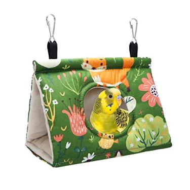 Imagem de Wontee Casa de ninho de pássaros inverno quente cabana aconchegante cama de pássaro rede suspensa para periquitos caique senegal quaker papagaios calopsitas conures (pequeno, verde)