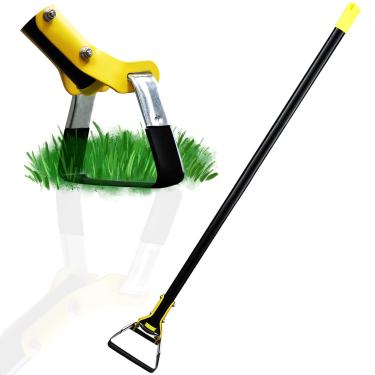 Imagem de DonSail Ferramenta de jardim enxada - Enxadas de hula de jardim para remoção de ervas daninhas de jardinagem cabo longo resistente - Enxada de estribo ajustável de 76 a 109 cm preta