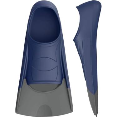 Imagem de Barbatanas de snorkel Gintenco, nadadeiras para treino de natação para mergulho com snorkel, nadadeiras flutuantes confortáveis para nadar tamanho viagem com bolsa para adultos, homens, mulheres e crianças (azul claro + cinza, PP)