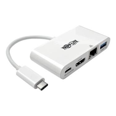 Imagem de Tripp Lite Conversor adaptador de vídeo multiportas USB C para HDMI 1080p com hub USB-A , carregamento USB-C PD, porta Gigabit Ethernet (Gbe), compatível com Thunderbolt 3, USB tipo C, USB tipo C (U444-06N-HGU-C)