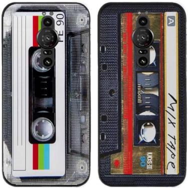 Imagem de 2 peças retrô fita cassete impressa TPU gel silicone capa de telefone traseira para Sony Xperia Series (Sony Xperia Pro-I)