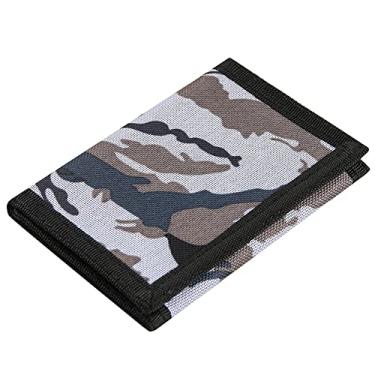 Imagem de Carteira infantil para meninos e meninas adolescentes com três dobras, carteira infantil de lona para meninos, carteiras fofas com zíper para jovens com bolso para moedas e porta-cartões, carteiras inovadoras para de crianças, Cinza camuflado 01, Casual