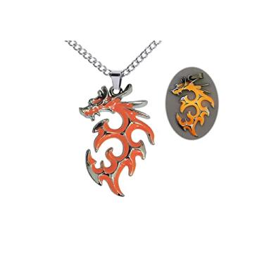 Imagem de Colar de dragão de aço inoxidável com dragão que brilha no escuro para mulheres e homens colar de formatura de verão joia presente, 55 centimeters, Aço inoxidável, Sem Pedra Preciosa