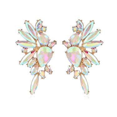 Imagem de Met-edianger Brincos vintage de strass retrô com pingente de cristal grande para mulheres e meninas, Zinco, Vidro